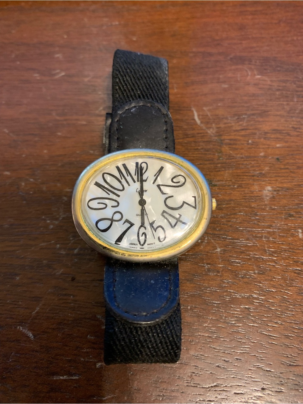 Collezio Oval Gold Tone Quartz Watch Black Fabric Strap
